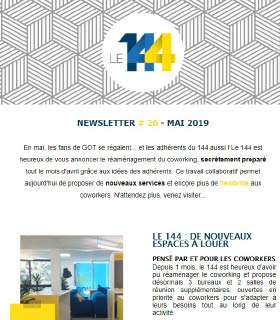 newsletter 144 coworking MAI-19